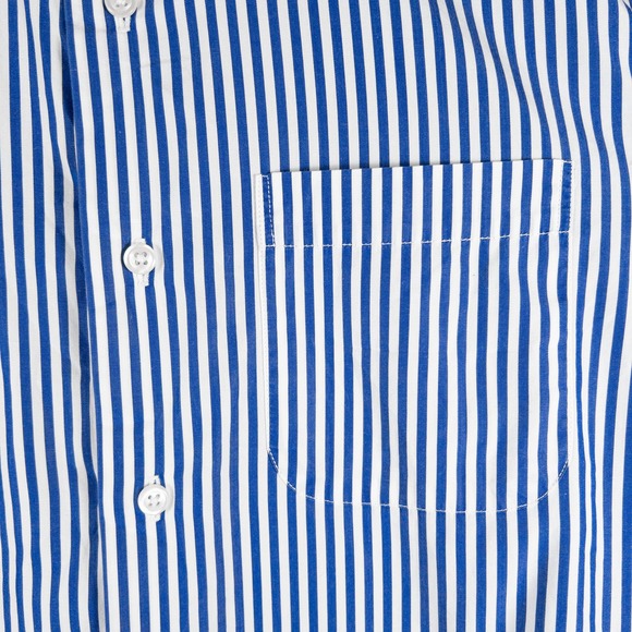 Allen Edmonds Button Down Medium Blue White Striped Luxury Cotton - Picture 2 of 3